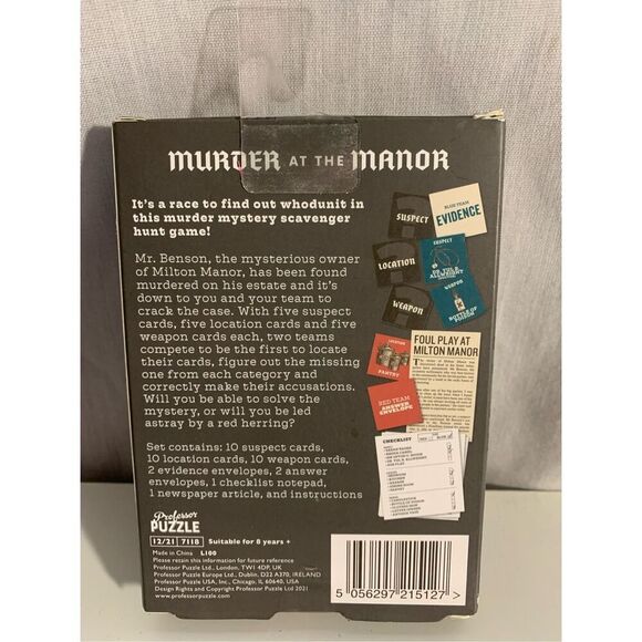 Murder At The Manor Mystery Card Game-NEW 2 Team/4 Players Puzzle Game Clue - Picture 3 of 4
